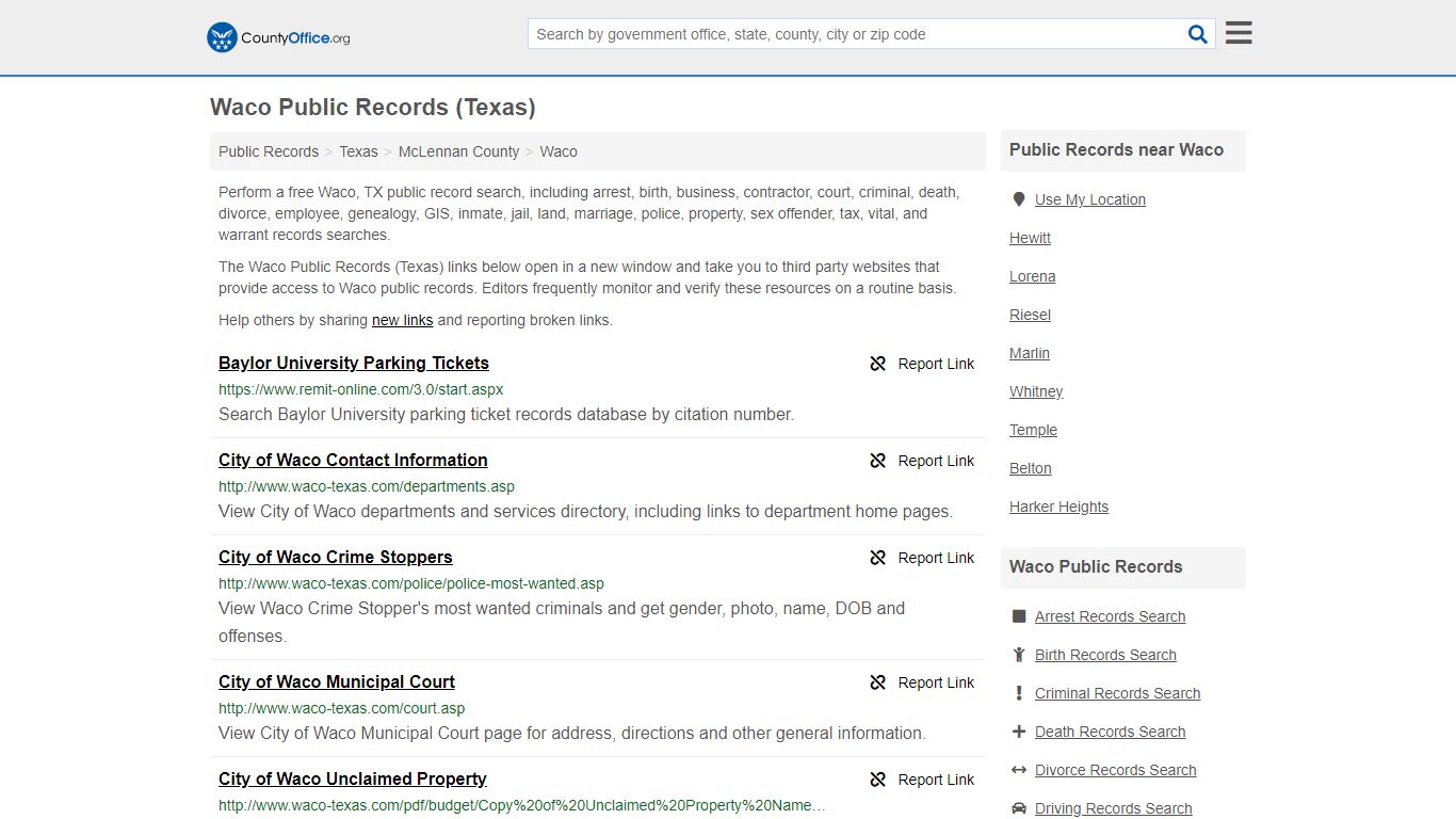 Public Records - Waco, TX (Business, Criminal, GIS ...